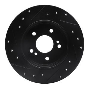 Chrysler Crossfire Brake Rotor (1) - Rear Right - R1 Concepts - Drilled & Slotted - Black - `87-`15